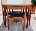 REFINISHED Danish MCM ROUNDETTE Teak Extension Table & 4 Chairs by Hans Olsen 4