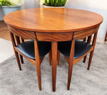 REFINISHED Danish MCM ROUNDETTE Teak Extension Table & 4 Chairs by Hans Olsen 5