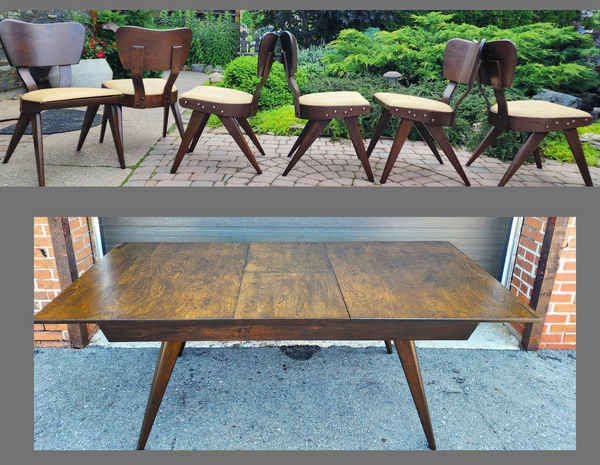 Choose Fabric***REFINISHED Mid Century Modern Russell Spanner Catalina Table & 6 Chairs
