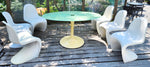 Iconic Mid Century Modern Saarinen style Tulip Oval Dining Table & 6 Panton Chairs, vintage 1