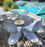 Iconic Mid Century Modern Saarinen style Tulip Oval Dining Table & 6 Panton Chairs, vintage 4
