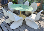Iconic Mid Century Modern Saarinen style Tulip Oval Dining Table & 6 Panton Chairs, vintage 6