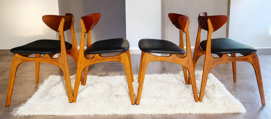 4 REFINISHED Mid Century Modern Walnut Chairs by Deilcraft