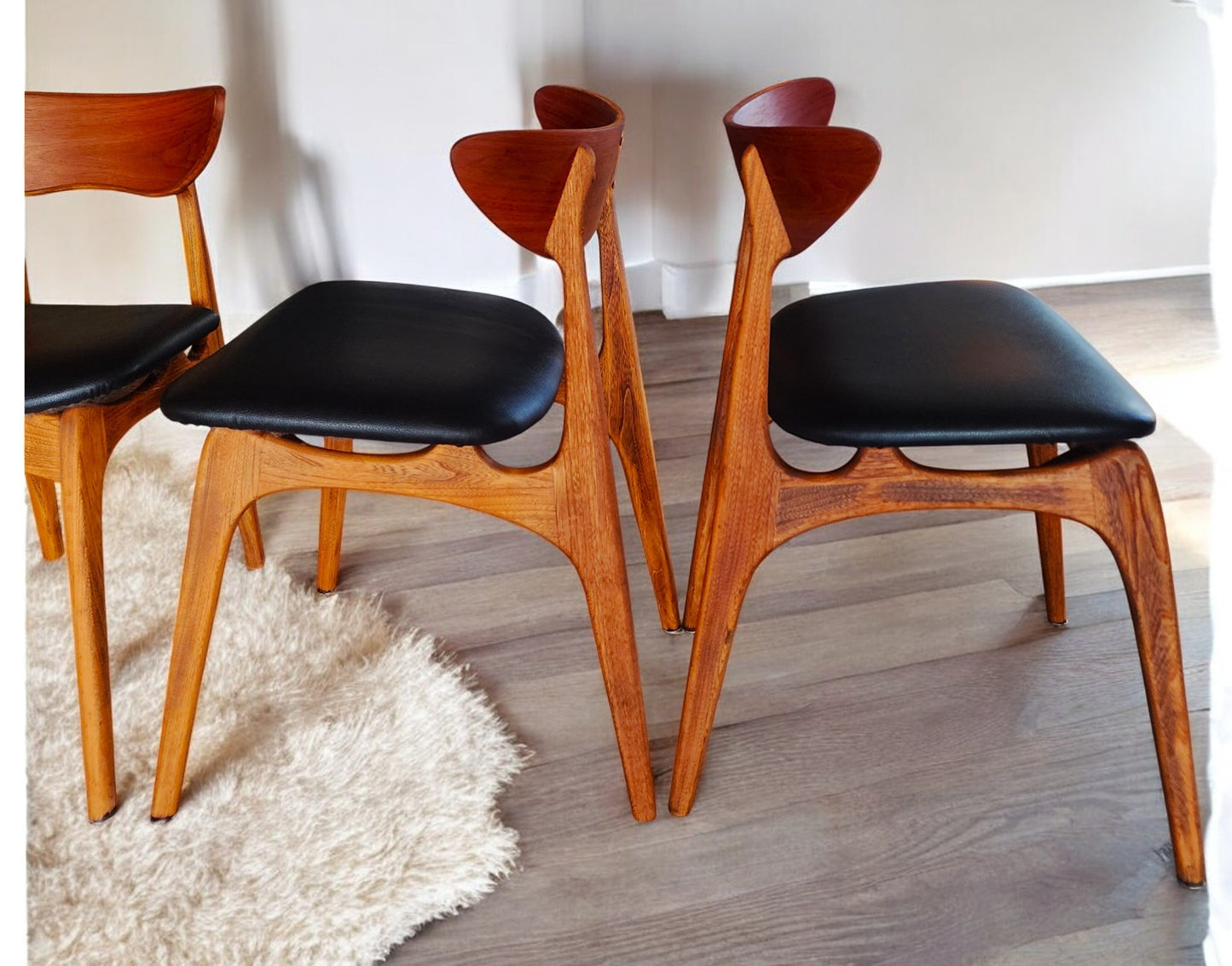4 REFINISHED Mid Century Modern Walnut Chairs by Deilcraft