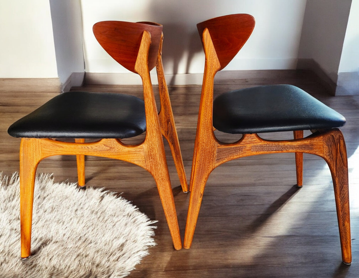 4 REFINISHED Mid Century Modern Walnut Chairs by Deilcraft