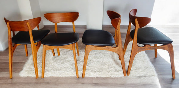 4 REFINISHED Mid Century Modern Walnut Chairs by Deilcraft