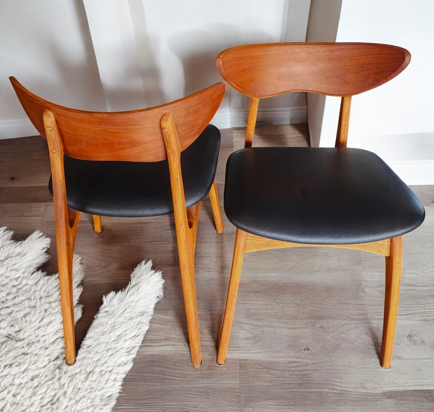 4 REFINISHED Mid Century Modern Walnut Chairs by Deilcraft