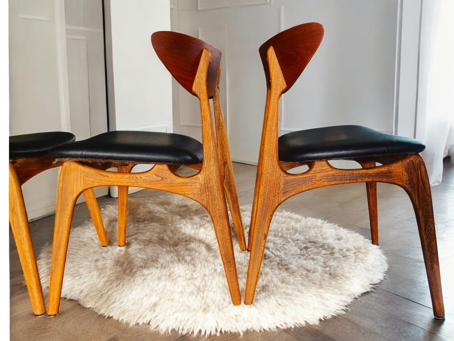 4 REFINISHED Mid Century Modern Walnut Chairs by Deilcraft