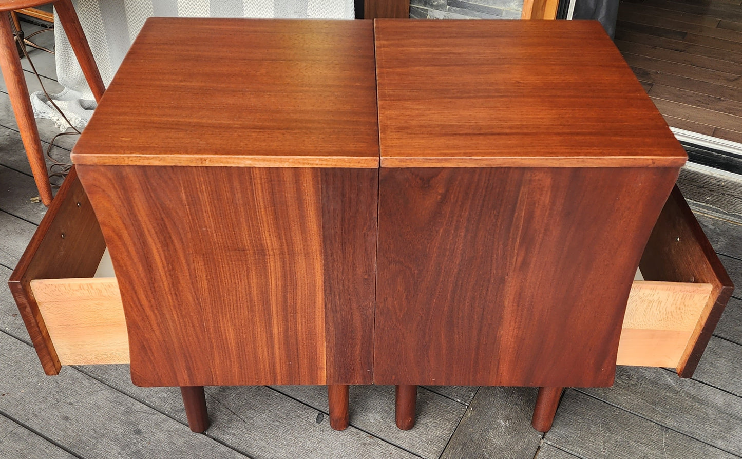 2 REFINISHED Mid Century Modern Solid Teak Afromosia Nightstands by Imperial