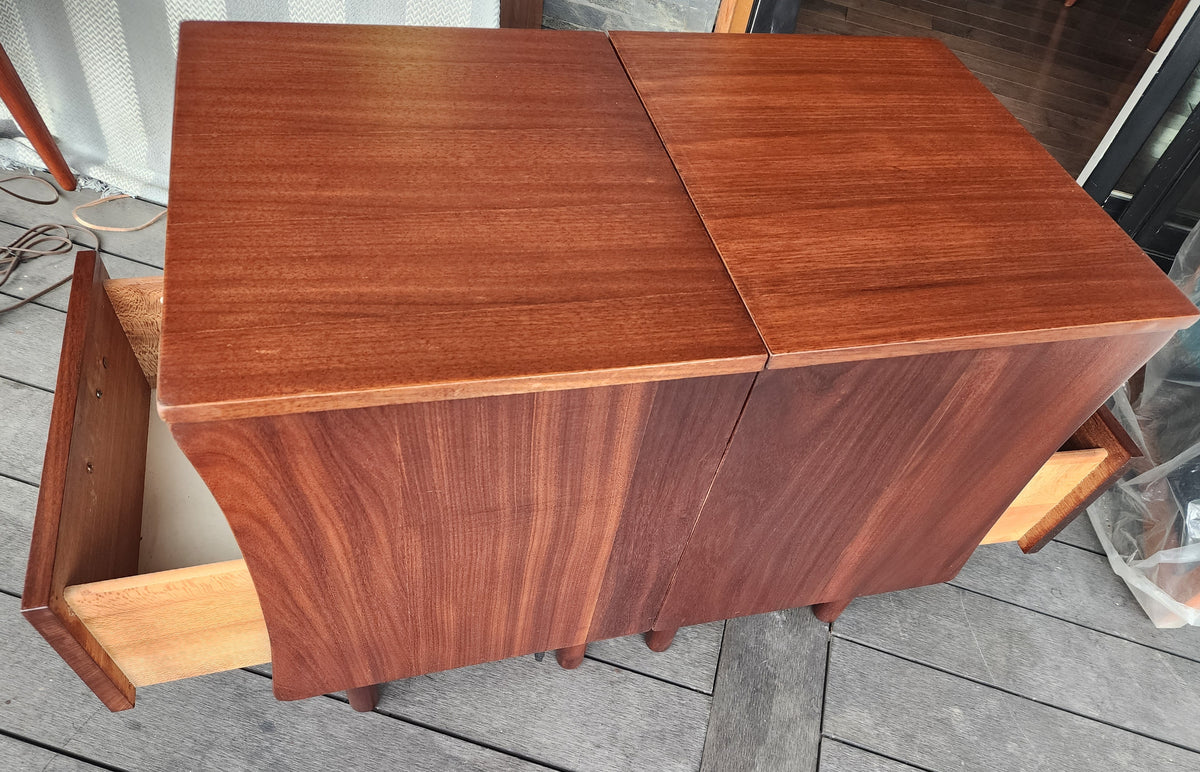 2 REFINISHED Mid Century Modern Solid Teak Afromosia Nightstands by Imperial