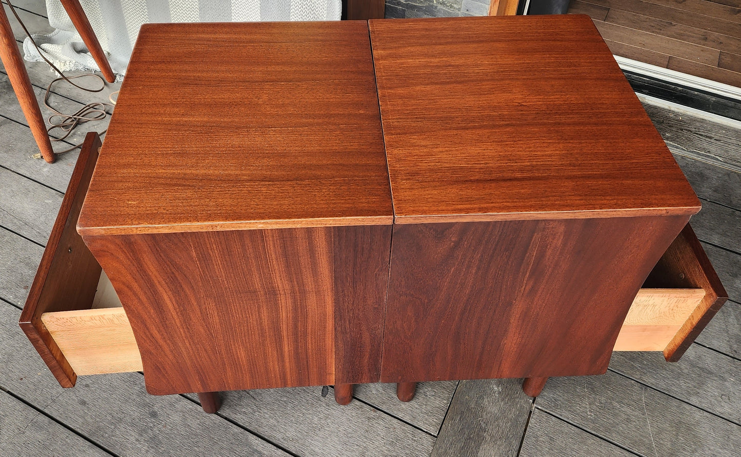 2 REFINISHED Mid Century Modern Solid Teak Afromosia Nightstands by Imperial