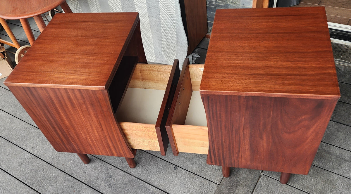 2 REFINISHED Mid Century Modern Solid Teak Afromosia Nightstands by Imperial