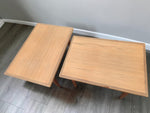 2 REFINISHED Mid Century Modern Teak Accent Tables w Cane Shelves 16