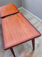 2 REFINISHED Mid Century Modern Teak Accent Tables w Cane Shelves 8