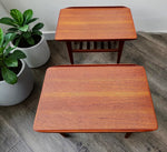 2 REFINISHED Mid Century Modern Teak Accent Tables w Shelves 10