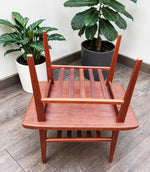 2 REFINISHED Mid Century Modern Teak Accent Tables w Shelves 12