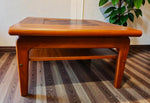 REFINISHED Danish Mid Century Modern Teak Accent Table w Inlay & Shelf 10