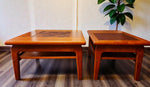 REFINISHED Danish Mid Century Modern Teak Accent Table w Inlay & Shelf 12
