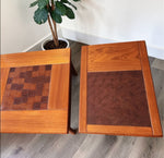 REFINISHED Danish Mid Century Modern Teak Accent Table w Inlay & Shelf 14