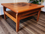 REFINISHED Danish Mid Century Modern Teak Accent Table w Inlay & Shelf 4