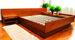 REFINISHED Mid Century Modern Teak Bed w Floating Nightstands Queen 1