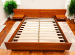 REFINISHED Mid Century Modern Teak Bed w Floating Nightstands Queen 2