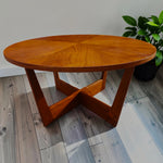 REFINISHED Mid Century Modern Teak Coffee Table Sunburst D 30.5