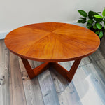 REFINISHED Mid Century Modern Teak Coffee Table Sunburst D 30.5