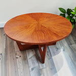 REFINISHED Mid Century Modern Teak Coffee Table Sunburst D 30.5