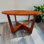 REFINISHED Mid Century Modern Teak Coffee Table Sunburst D 30.5