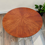 REFINISHED Mid Century Modern Teak Coffee Table Sunburst D 30.5