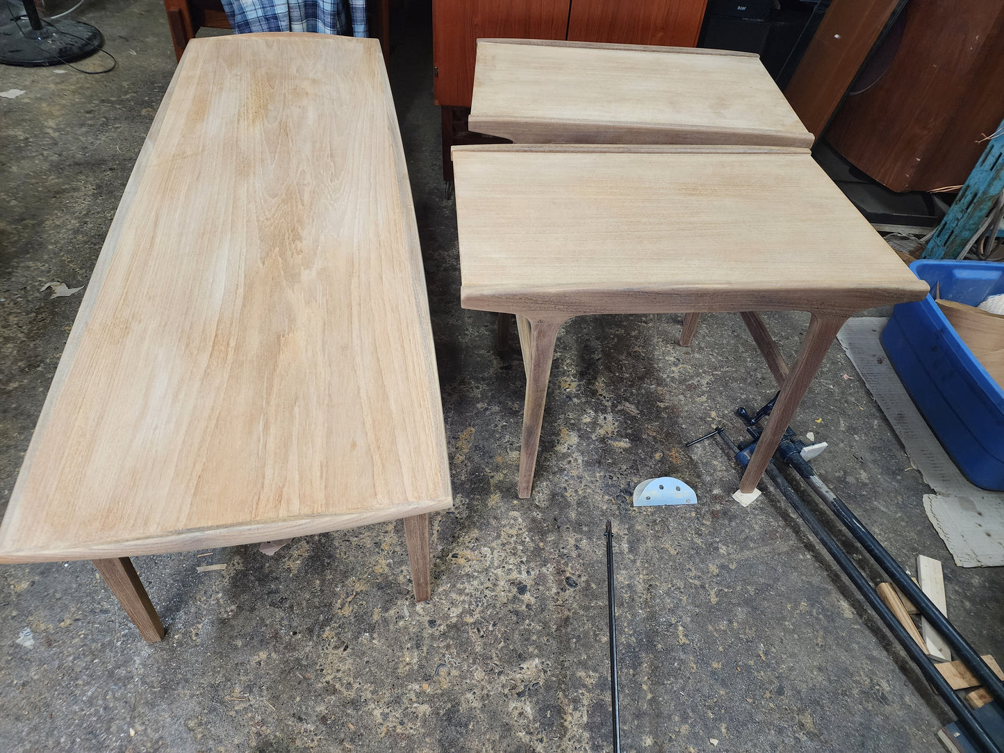REFINISHED Mid Century Modern Teak Coffee Table w Slatted Shelf by Punch