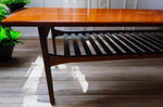 REFINISHED Mid Century Modern Teak Coffee Table w Shelf by Punch 59.5