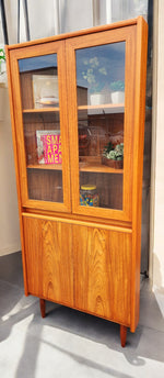 RESTORED Mid Century Modern Teak Lighted Corner Cabinet 7