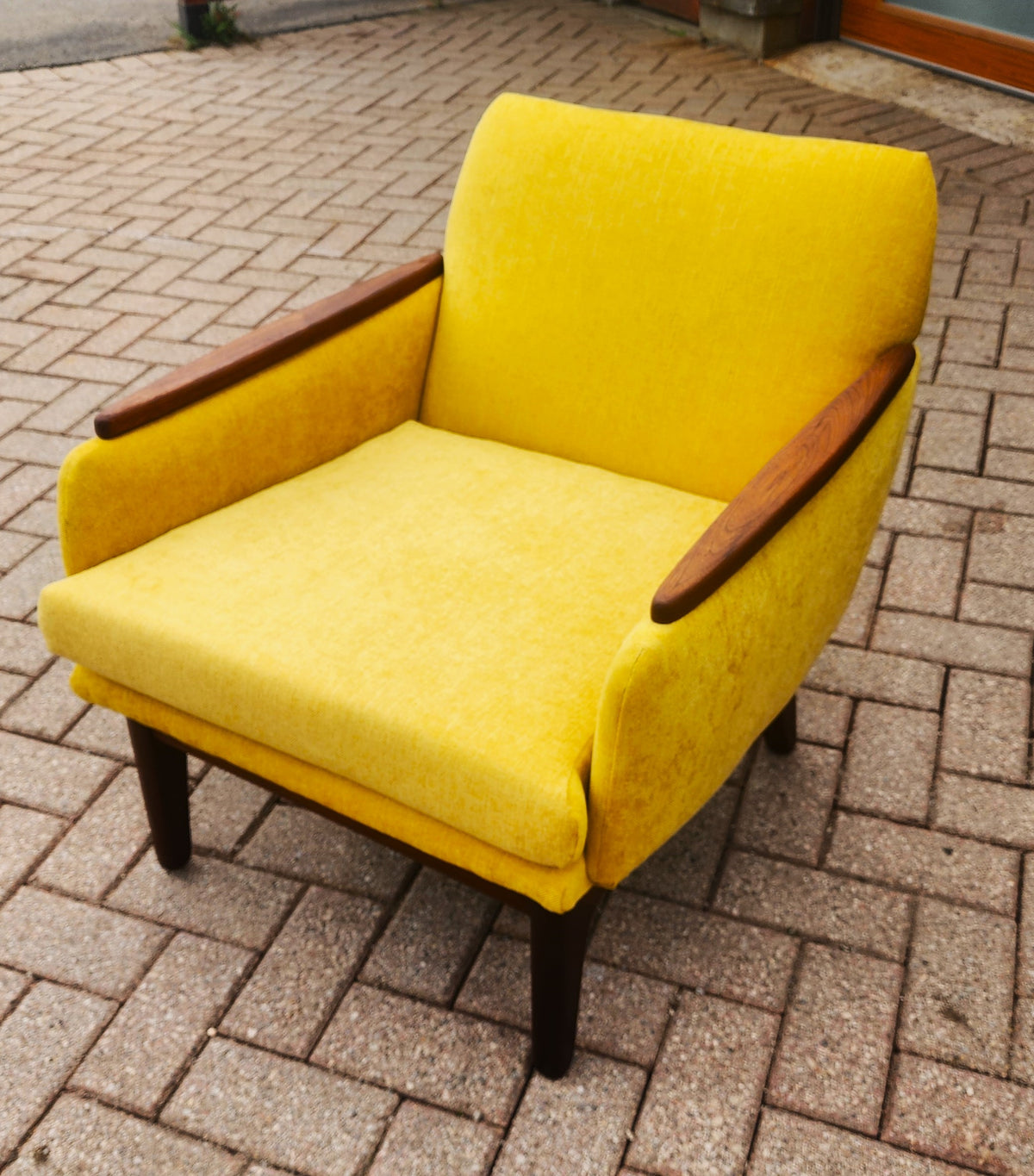 REFINISHED REUPHOLSTERED Mid Century Modern Teak Lounge Chair