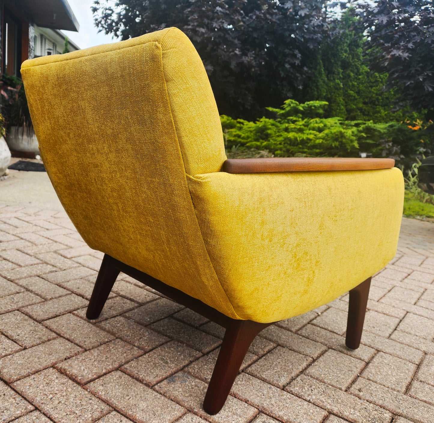 REFINISHED REUPHOLSTERED Mid Century Modern Teak Lounge Chair