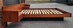REFINISHED Mid Century Modern Teak Queen Bed w Nightstands Floating Style 10