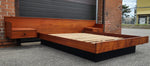 REFINISHED Mid Century Modern Teak Queen Bed w Nightstands Floating Style 11