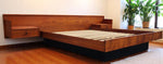 REFINISHED Mid Century Modern Teak Queen Bed w Nightstands Floating Style 2