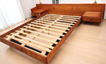 REFINISHED Mid Century Modern Teak Queen Bed w Nightstands Floating Style 3
