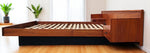 REFINISHED Mid Century Modern Teak Queen Bed w Nightstands Floating Style 4