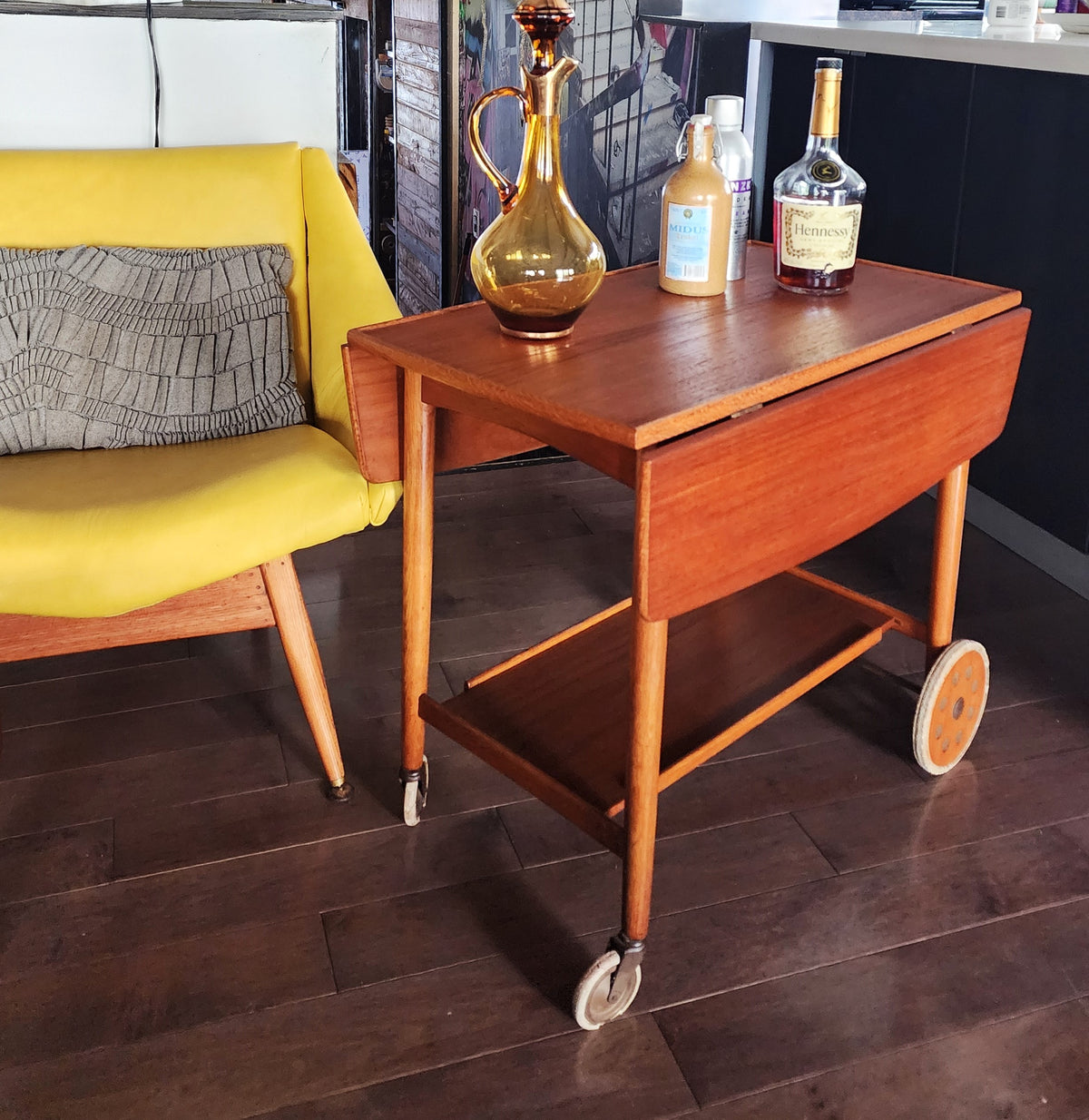 REFINISHED Swedish MCM Teak Bar Cart by Ove Blidberg 