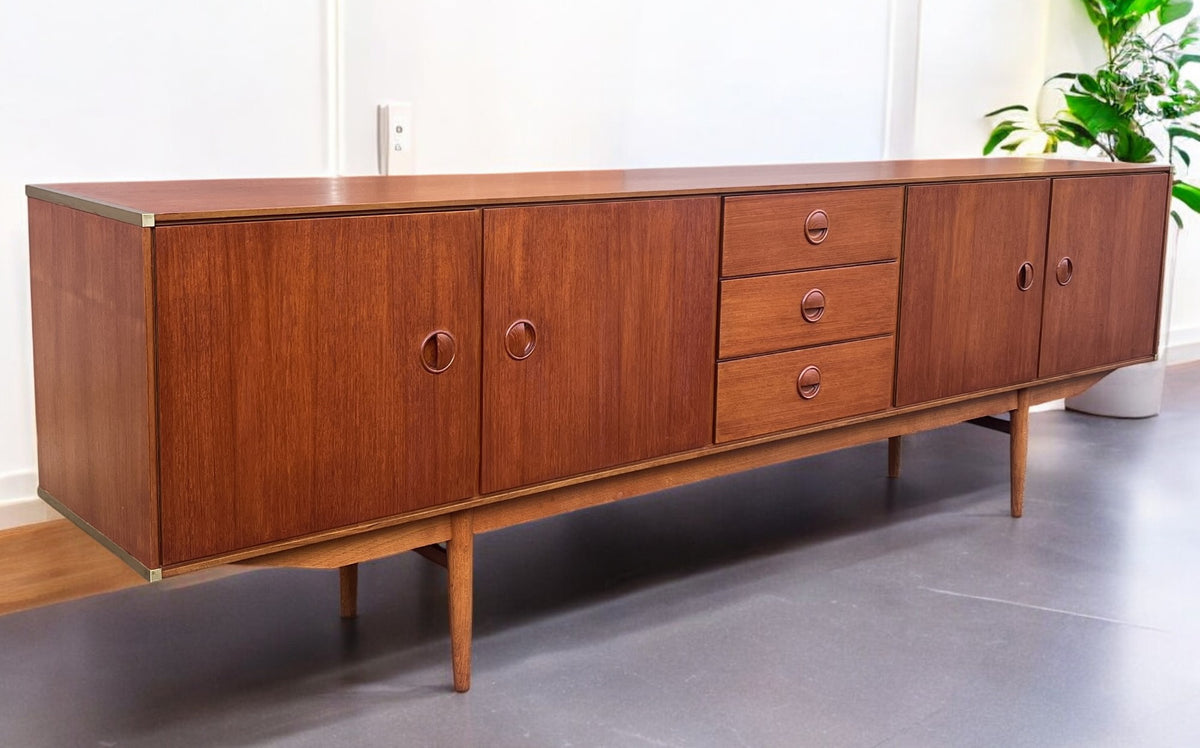 REFINISHED Dutch Mid Century Modern Teak Sideboard by W.Watting for Fristho 96.5