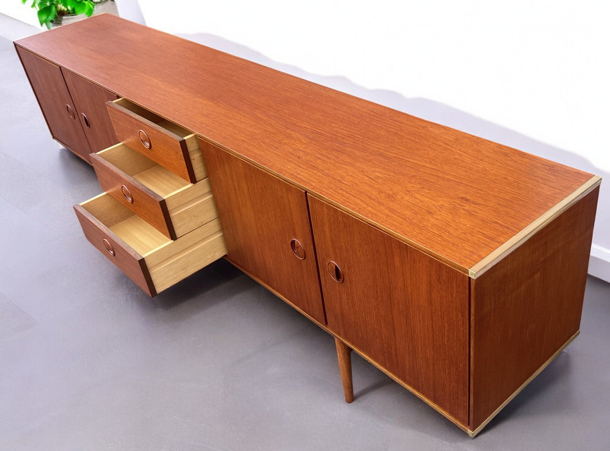 REFINISHED Dutch Mid Century Modern Teak Sideboard by W.Watting for Fristho 96.5