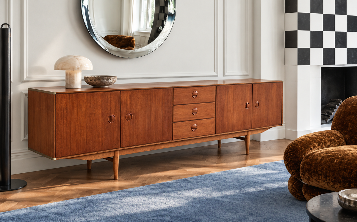REFINISHED Dutch Mid Century Modern Teak Sideboard by W.Watting for Fristho 96.5