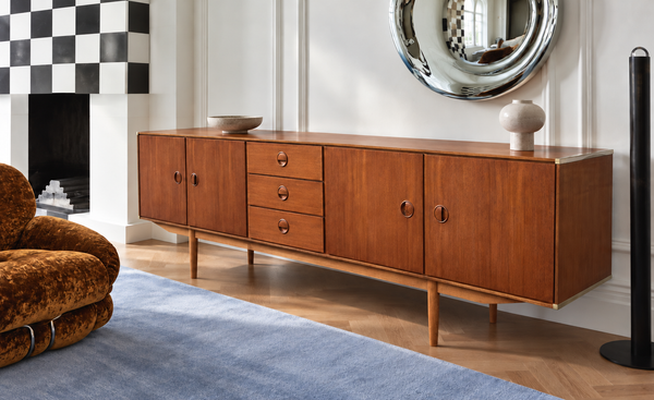 REFINISHED Dutch Mid Century Modern Teak Sideboard by W.Watting for Fristho 96.5"