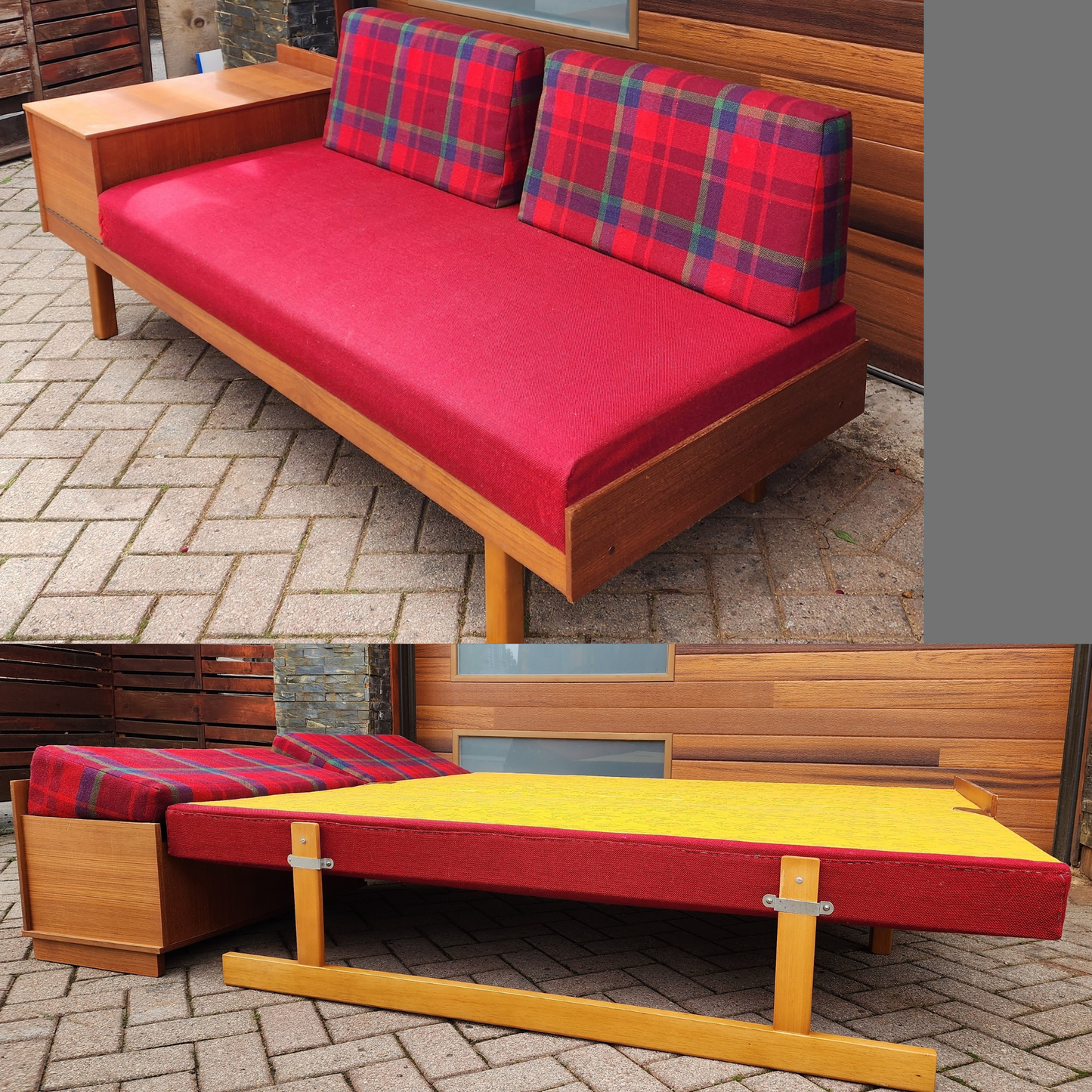 REFINISHED Mid Century Modern Teak Sofa - Bed by Hove Mobler