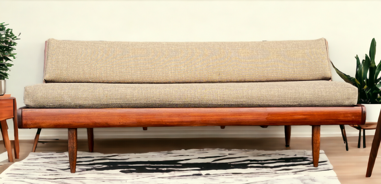 REFINISHED  REUPHOLSTERED Mid Century Modern Teak Sofa - Bed