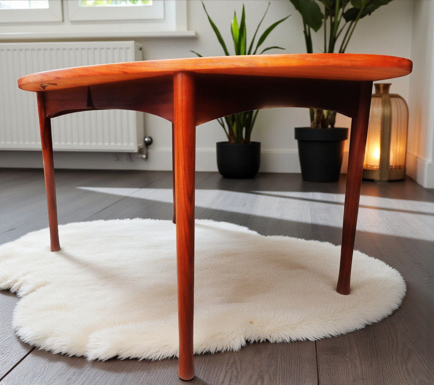 REFINISHED Mid Century Modern Teak Table Oval w 2 Leaves 60"-92"