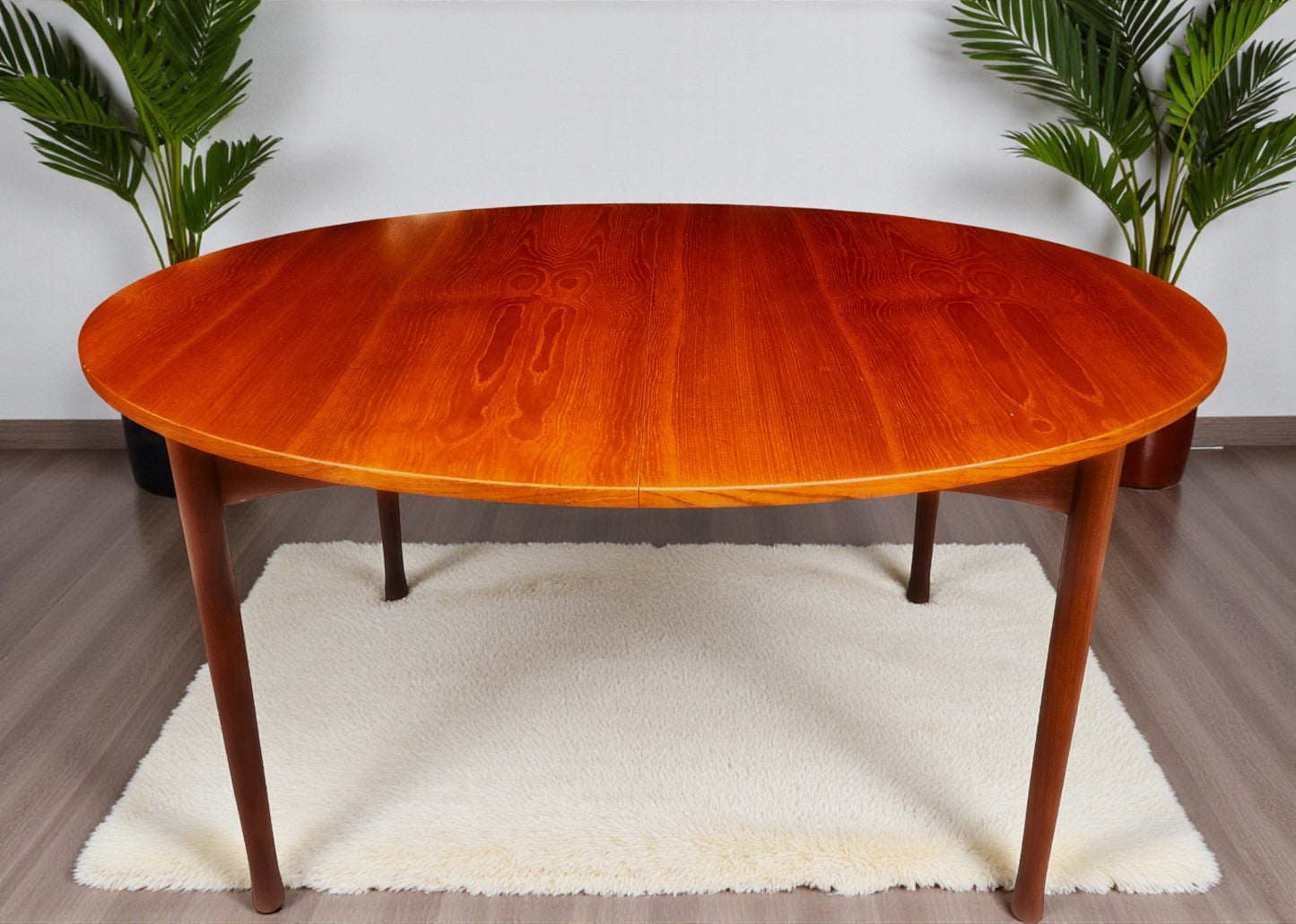REFINISHED Mid Century Modern Teak Table Oval w 2 Leaves 60"-92"